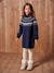 Jacquard jurk in tricot voor meisjes ecru+marineblauw - vertbaudet enfant 