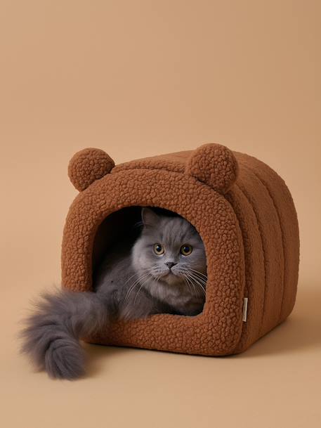 Panier fermé pour chat en sherpa camel - vertbaudet enfant 