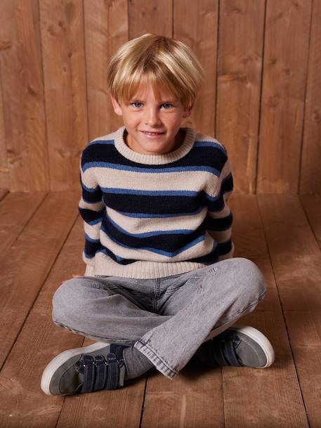 Pull Mousseux Garçon blanc chiné - vertbaudet enfant 