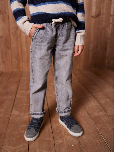 Wijde jongensbroek, eenvoudig aan te trekken gebleekt denim+grijs+ongewassen denim+stone+zwart denim - vertbaudet enfant 