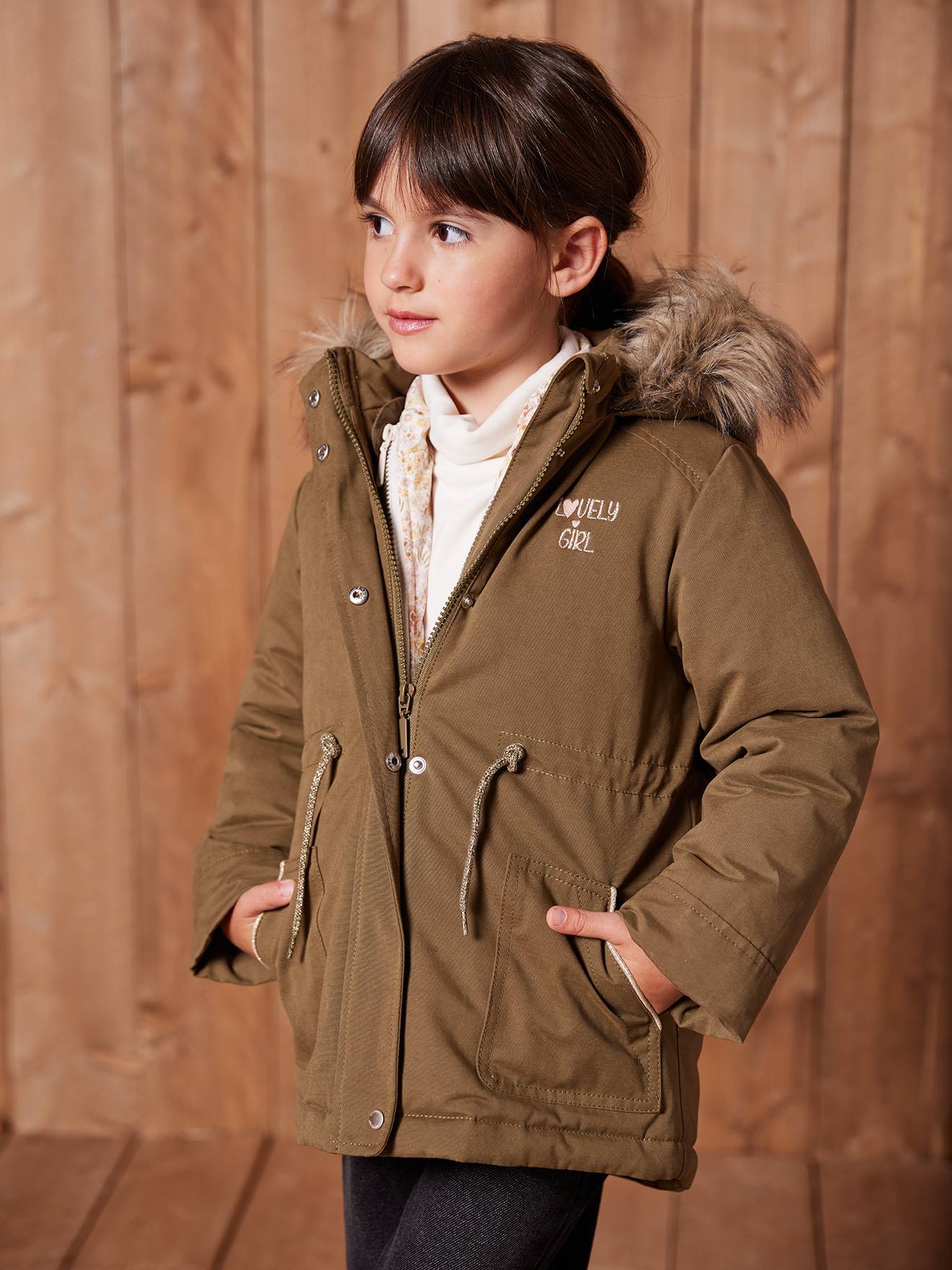 Manteau D’hiver Longue Fille – Blouson Coupe-vent épais, Capuche, Tailles 6-16 Ans
