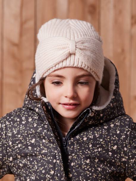 Fille-Accessoires-Bonnet fille en maille côtelée avec noeud fantaisie