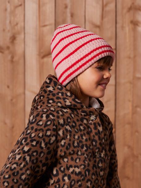 Ensemble rayé fille bonnet + snood + moufles/gants blush - vertbaudet enfant 