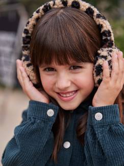 Meisje-Accessoires-Meisjesoorkappen van sherpa met luipaardprint en gevoerd met fleece