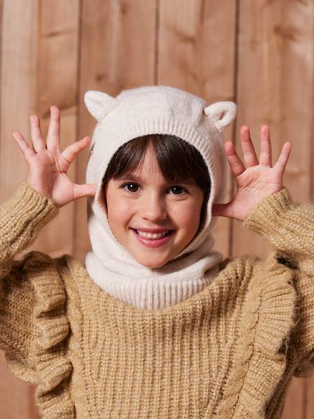 Cagoule fille à oreilles de chat écru - vertbaudet enfant 