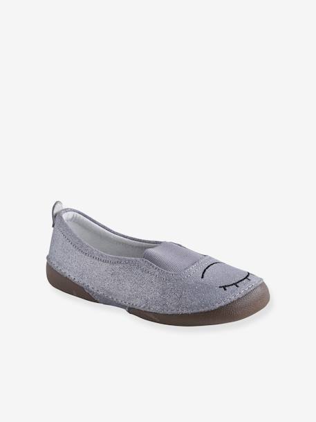 Chaussons élastiqués fille en cuir GRIS CLAIR - vertbaudet enfant 