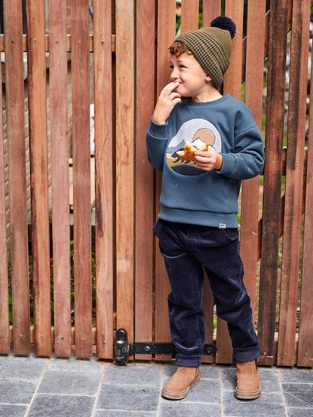 Pantalon en velours côtelé garçon facile à enfiler bleu ardoise+marine+vert sapin - vertbaudet enfant 