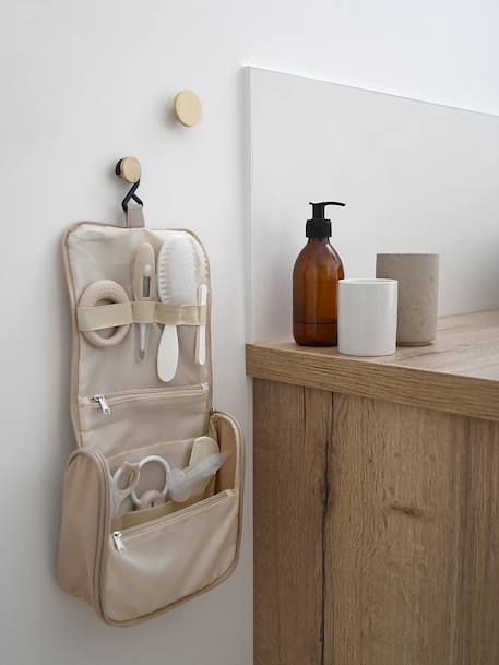 Trousse de toilette et 10 accessoires beige+vert sauge - vertbaudet enfant 