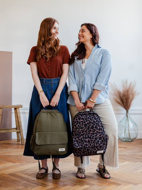 Luiertas rugzak Tokyo beige, bedrukt+bruin, bedrukt+jeansblauw+kaki+okergeel - vertbaudet enfant 