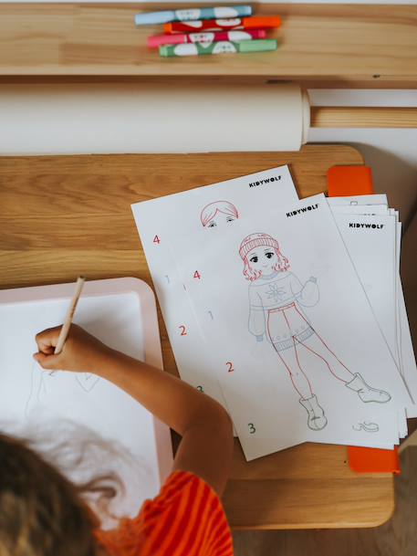 KIDYDRAW-PRO - Mobiele lichttafel - KIDYWOLF kaki+rozen - vertbaudet enfant 