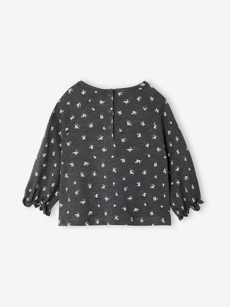 T-shirt blouse model met bloemenprint antraciet - vertbaudet enfant 