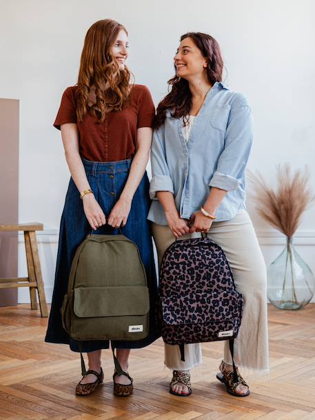 Sac à dos à langer Tokyo beige imprimé+bleu jean+kaki+marron imprimé+ocre - vertbaudet enfant 