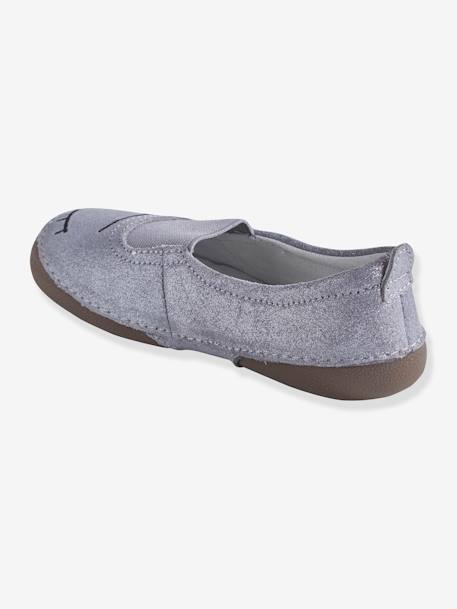 Chaussons élastiqués fille en cuir GRIS CLAIR - vertbaudet enfant 