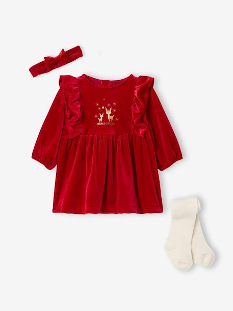 Bébé-Ensemble naissance 3 pièces noël robe bandeau collants