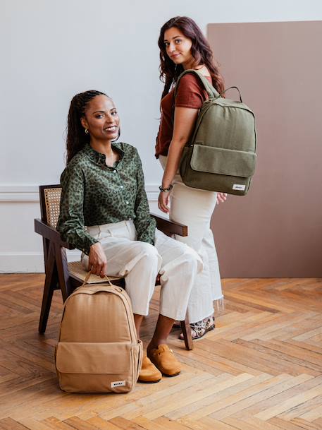 Sac à dos à langer Tokyo beige imprimé+bleu jean+kaki+marron imprimé+ocre - vertbaudet enfant 