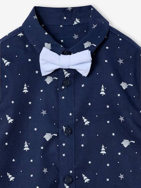 Kersthemd met print voor jongens blauw, bedrukt - vertbaudet enfant 