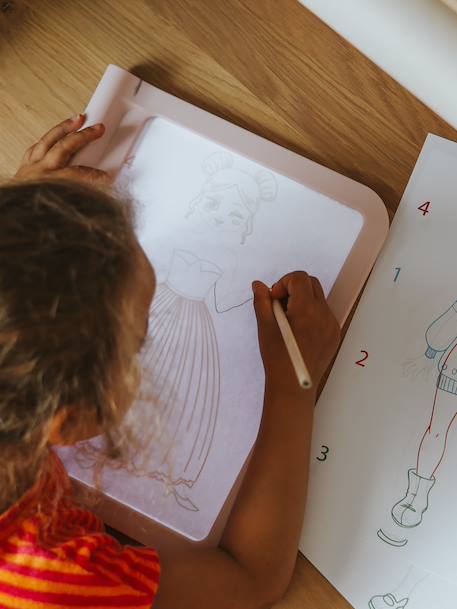 KIDYDRAW-PRO - Mobiele lichttafel - KIDYWOLF kaki+rozen - vertbaudet enfant 