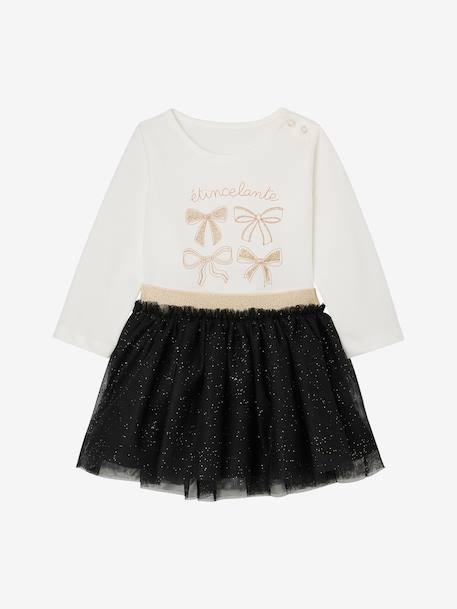 Ensemble bébé fille t-shirt jupon glitter noir - vertbaudet enfant 