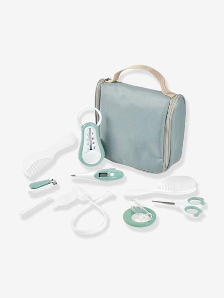 Trousse de toilette et 10 accessoires beige+vert sauge - vertbaudet enfant 