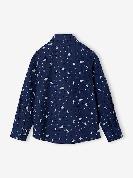 Kersthemd met print voor jongens blauw, bedrukt - vertbaudet enfant 