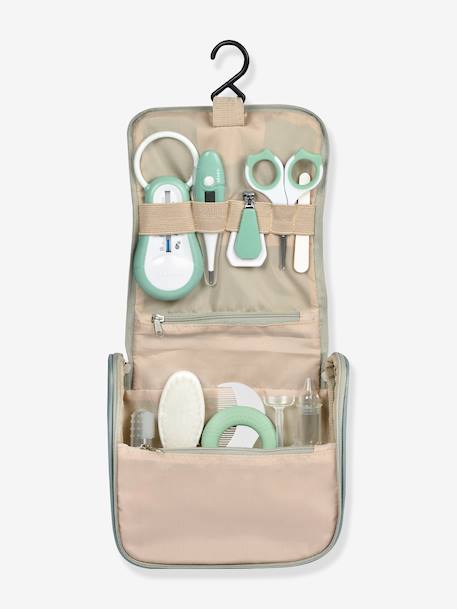 Trousse de toilette et 10 accessoires beige+vert sauge - vertbaudet enfant 
