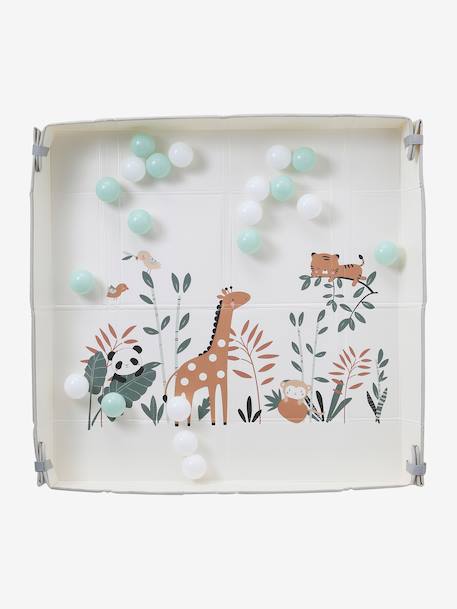 Omkeerbaar en opvouwbaar tapijt met ballen beige+groen - vertbaudet enfant 