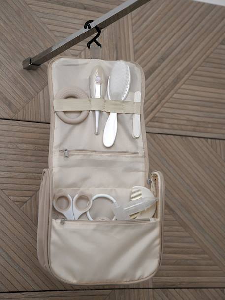 Toiletartikelen etui en 10 benodigdheden / toebehoren beige+saliegroen - vertbaudet enfant 