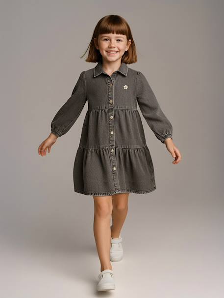 Fille-Robe-Robe en denim léger fille