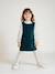 Ensemble fille robe chasuble en velours et blouse gaze coton bleu pétrole - vertbaudet enfant 