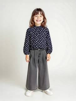 Meisje-Jean-Wijde jeans met plooien voor meisjes 