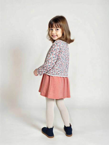 Ensemble robe et gilet matelassé fille anthracite+bois de rose - vertbaudet enfant 