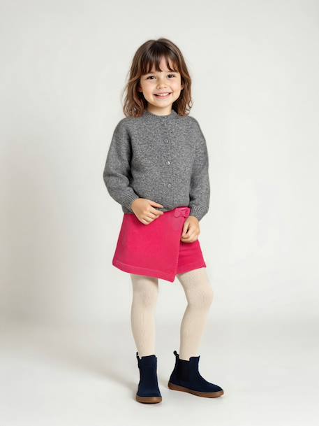 Gilet fille maille mousseuse gris chiné+rose chiné+vanille - vertbaudet enfant 