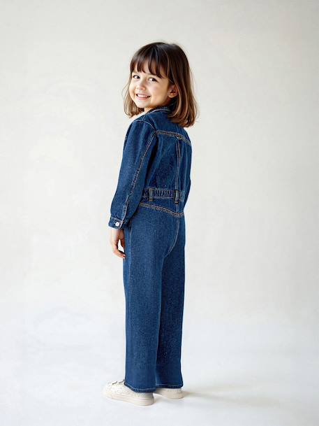 Combinaison fille jean style worker bleu moyen - vertbaudet enfant 