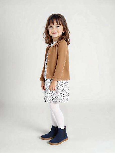 Fille-Ensemble-Ensemble fille cardigan et robe imprimée fleurs