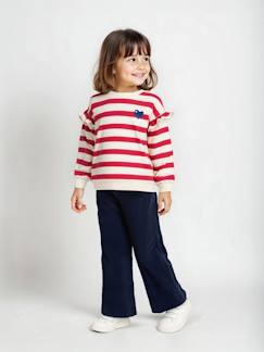 -Pantalon fille large velours côtelé style paperbag 