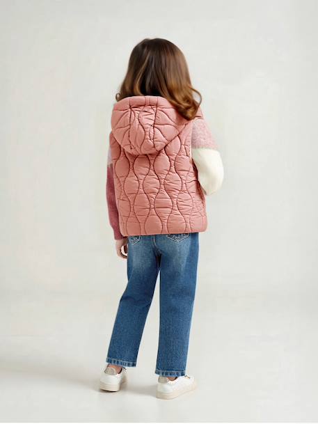 Doudoune fille sans manches réversible bois de rose - vertbaudet enfant 