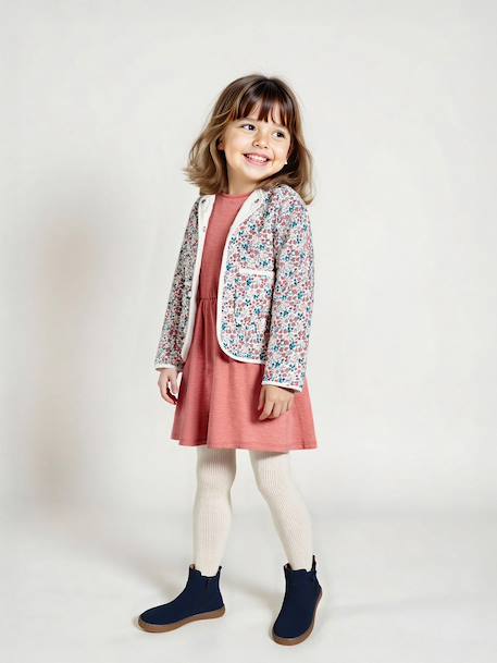 Ensemble robe et gilet matelassé fille anthracite+bois de rose - vertbaudet enfant 