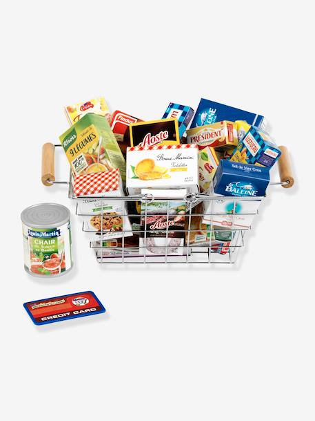 Boodschappenmand gevuld met namaakdozen van merkproducten. meerkleurig - vertbaudet enfant 