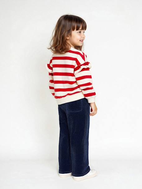 Pantalon fille large velours côtelé style paperbag marine+mauve+olive+vert sapin - vertbaudet enfant 