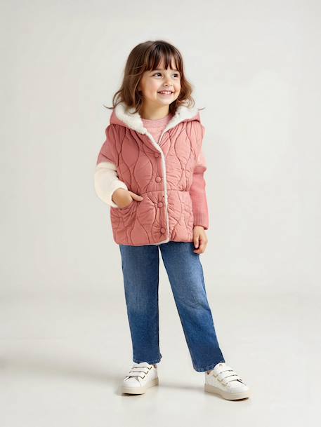 Fille-Manteau, veste-Doudoune fille sans manches réversible 