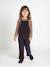 Ensemble fille tee-shirt et salopette velours anthracite - vertbaudet enfant 