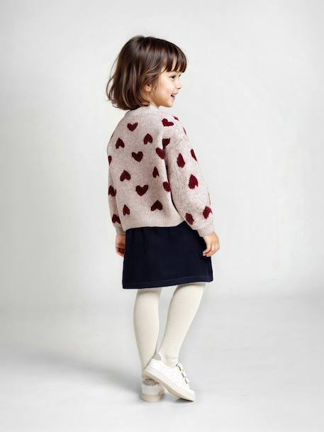 Jacquard vest met hartjes meisjes goudbeige+oudroze - vertbaudet enfant 