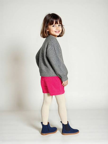 Gilet fille maille mousseuse gris chiné+rose chiné+vanille - vertbaudet enfant 