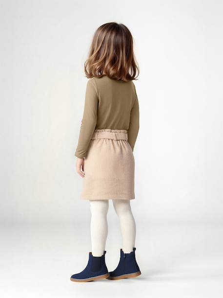 Tee-shirt fantaisie fille écru+olive+vert sauge - vertbaudet enfant 