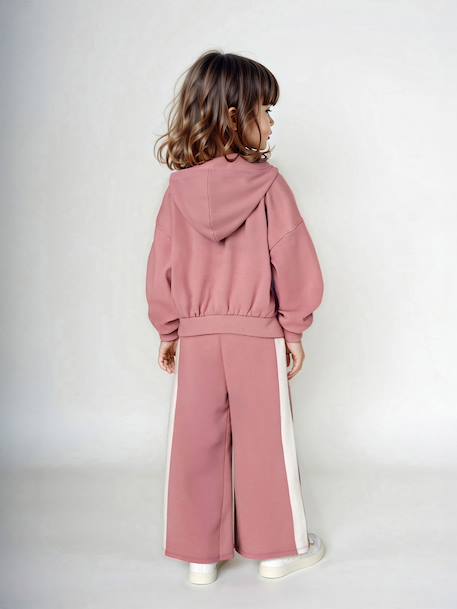 Set met sportieve sweater met capuchon + wijde joggingbroek voor meisjes oudroze - vertbaudet enfant 