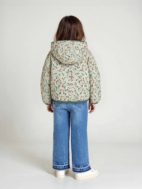 Doudoune fille légère réversible marine+vert émeraude+vert sauge - vertbaudet enfant 