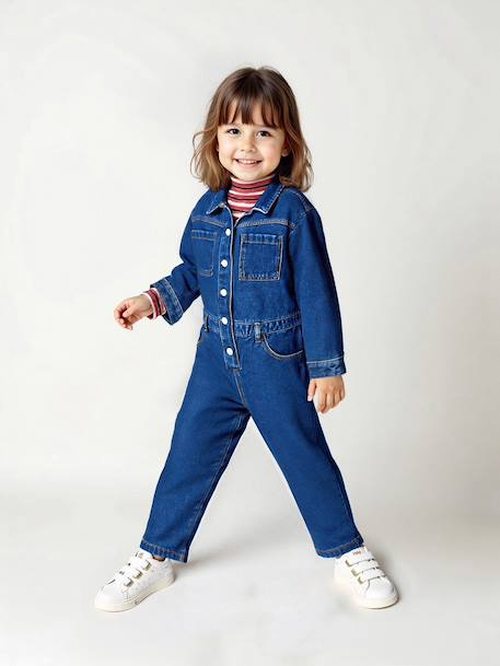 Combinaison fille jean style worker bleu moyen - vertbaudet enfant 