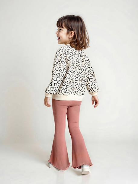 Set met sweater met print en uitlopende legging voor meisjes marineblauw+rozenhout - vertbaudet enfant 