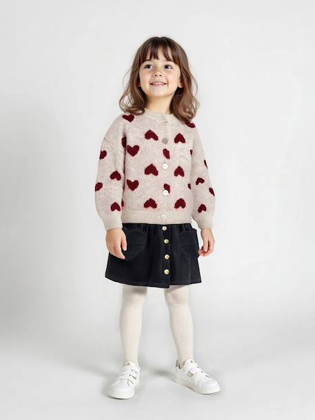 Jacquard vest met hartjes meisjes goudbeige+oudroze - vertbaudet enfant 