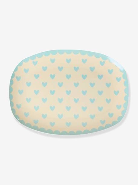 Rechthoekig bord FAVORITE HEARTS kind klein model RICE Red Kiss hemelsblauw+rood+rozen - vertbaudet enfant 